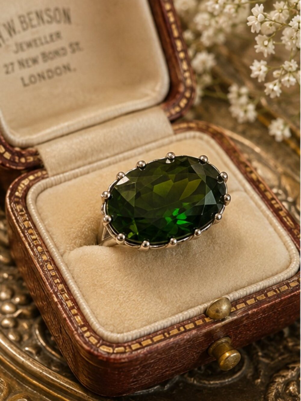 Vintage-Style Emerald Green Statement Cocktail Ring